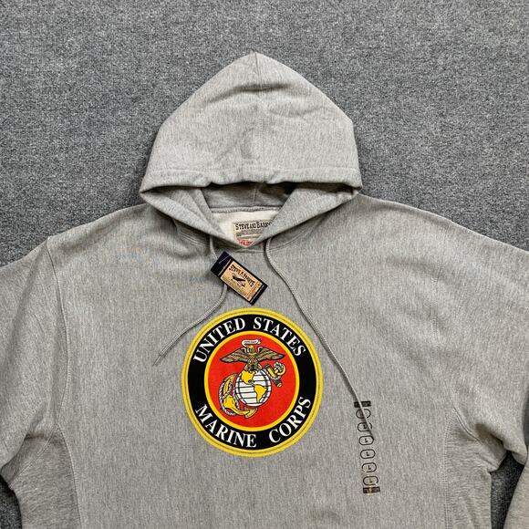 United States Marine Corps Hoodie Mens L Large Grey Steve & Barrys USMC Military - Picture 4 of 14